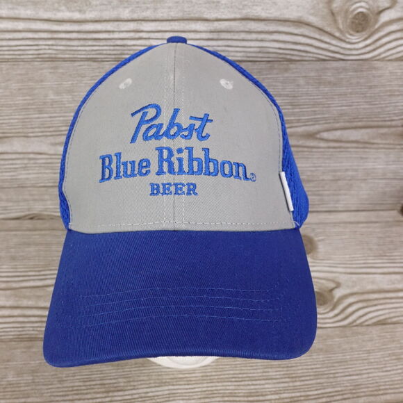 PABST BLUE RIBBON BEER LOGO GREY BLUE SNAPBACK BASEBALL HAT CAP - Picture 1 of 9